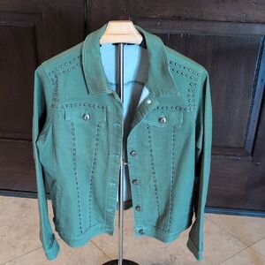 DG2 by Diane Gilman Olive Studded Jean Jacket